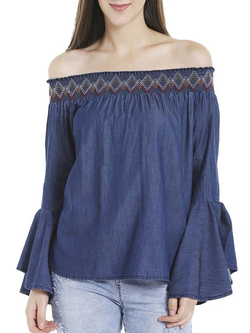 blue denim casual top - 14227276 - Standard Image - 1