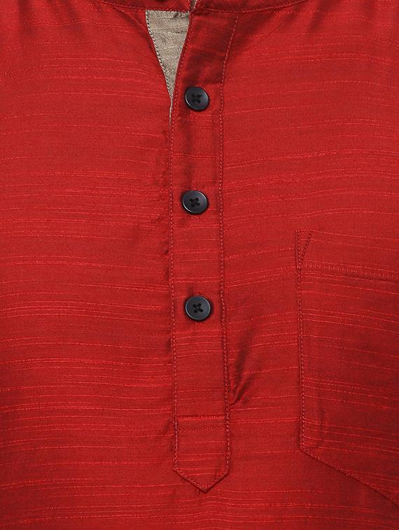 red rayon long kurta - 14227552 - Zoom Image - 4