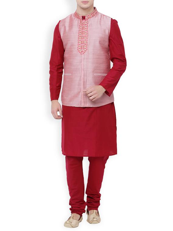 pink rayon nehru jacket - 14227630 - Zoom Image - 4