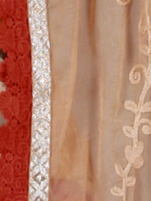 red chiffon embroidered saree with blouse - 14234833 - Standard Image - 4