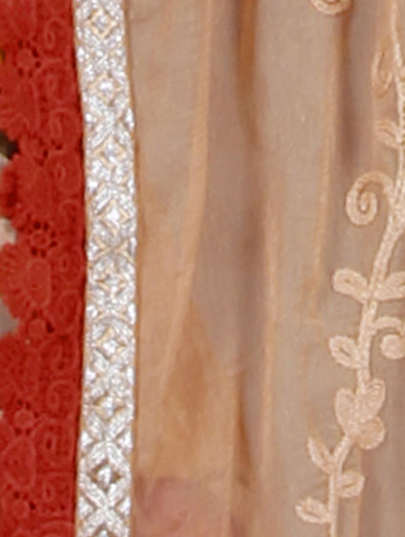 red chiffon embroidered saree with blouse - 14234833 - Zoom Image - 4
