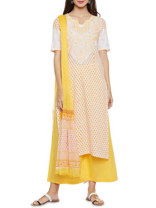 Lucknow chikankari unstitched pant suit - 14242485 - Very Small Image - 1