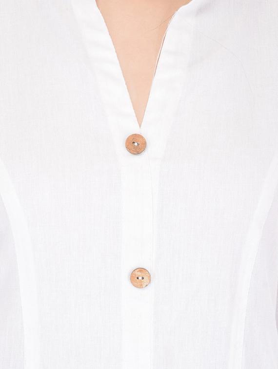 white cotton straight kurta - 14248193 - Zoom Image - 4