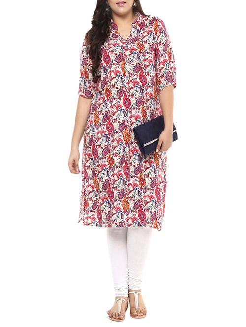 pink rayon straight kurta - 14253883 - Standard Image - 1