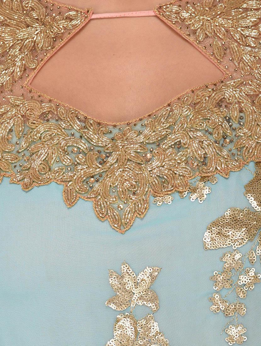 sky blue unstitched skirt suit dress material - 14254073 - Zoom Image - 4