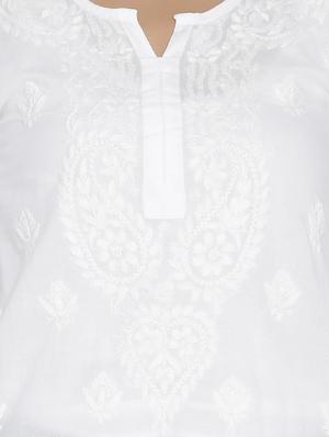 chikankari straight kurti - 14254217 - Standard Image - 4