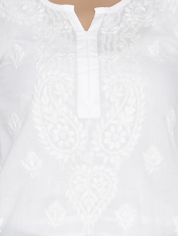 chikankari straight kurti - 14254217 - Zoom Image - 4