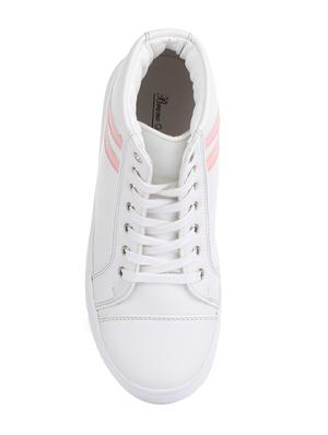 white leatherette lace up sneaker - 14268536 - Standard Image - 4