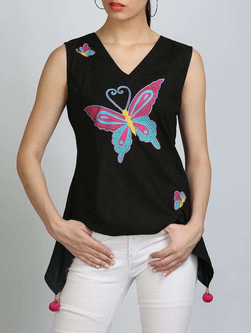 KAANCHIE NANGGIA black cotton assymmetric top - 14315965 - Standard Image - 1