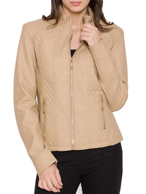 beige faux leather jacket - 14327802 - Standard Image - 1