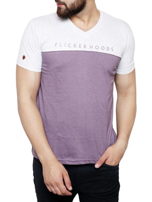 purple cotton color block t-shirt - 14330253 - Standard Image - 1
