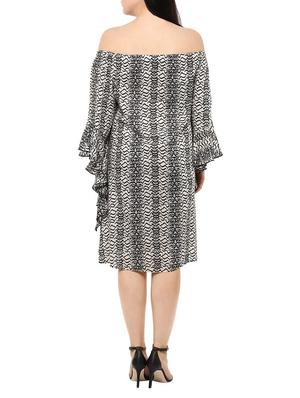black printed viscose ruffle dress - 14334457 - Standard Image - 4