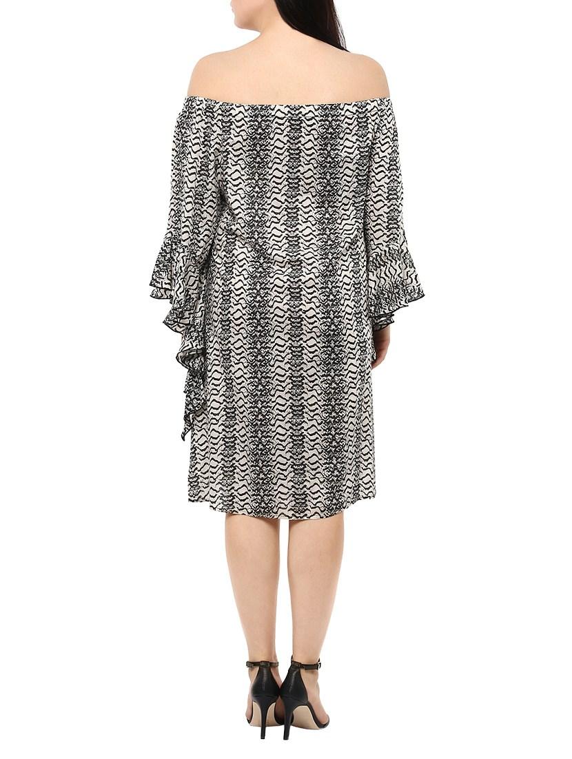 black printed viscose ruffle dress - 14334457 - Zoom Image - 4