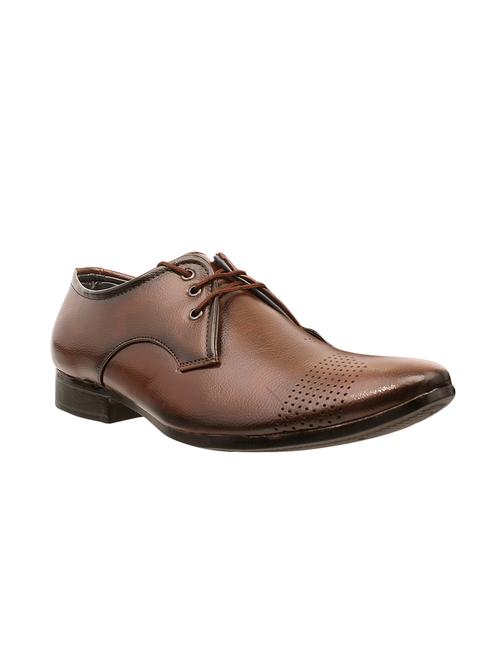 brown leatherette lace-up derby - 14344910 - Standard Image - 1