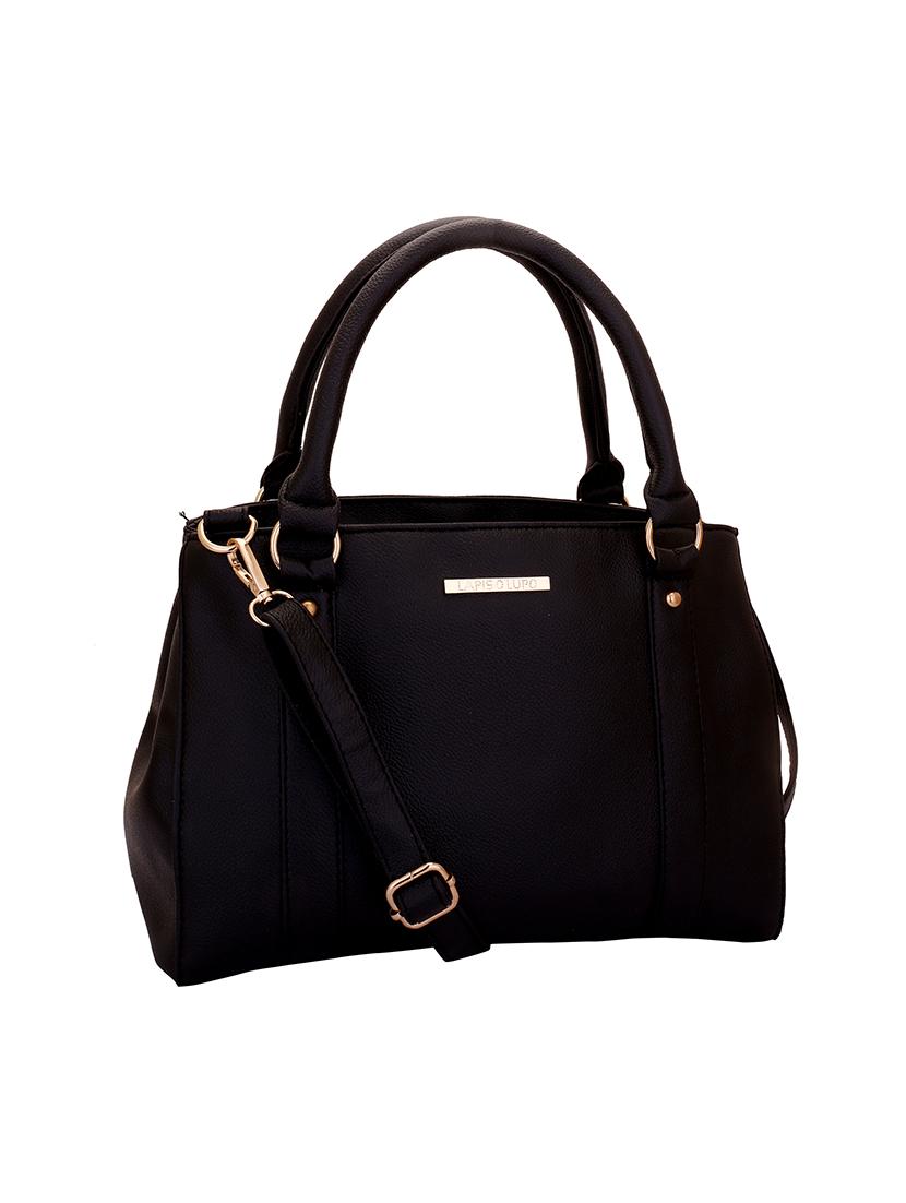 black leatherette regular handbag - 14350223 - Zoom Image - 4