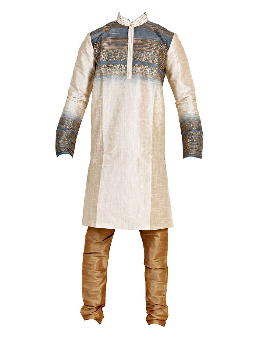 beige silk kurta set
