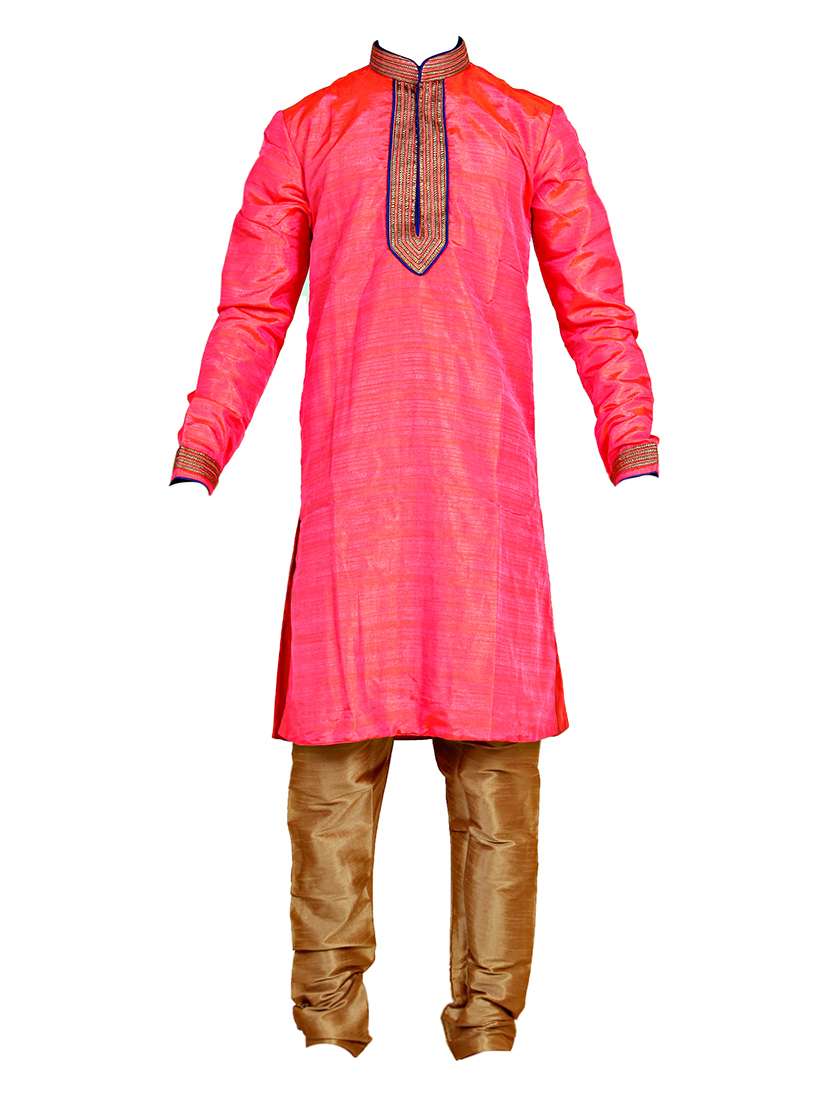 pink silk blend kurta set