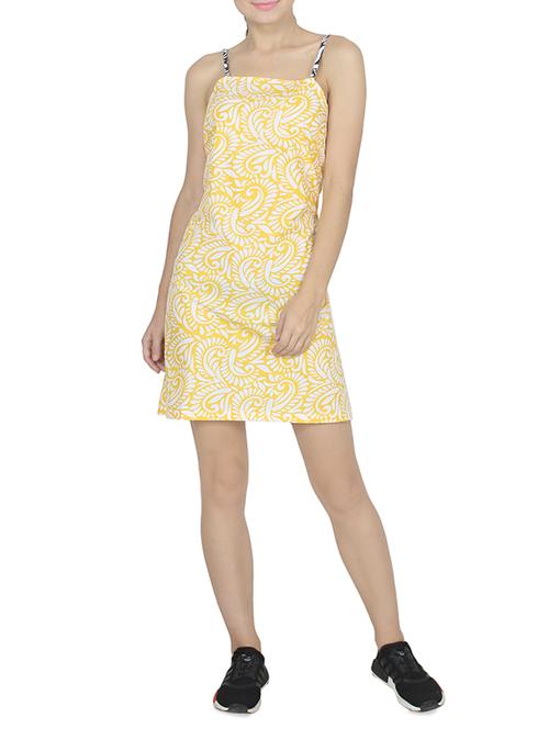 yellow printed cotton a-line dress - 14352915 - Very Small Image - 1