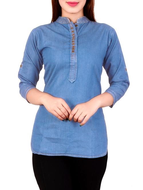Denim straight kurti - 14358823 - Standard Image - 1