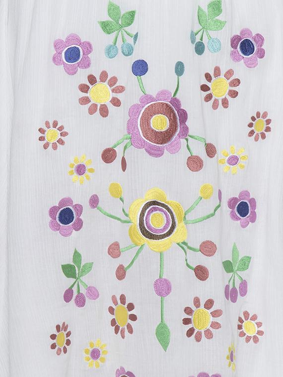 white floral embroidered cotton flared skirt - 14361160 - Zoom Image - 4