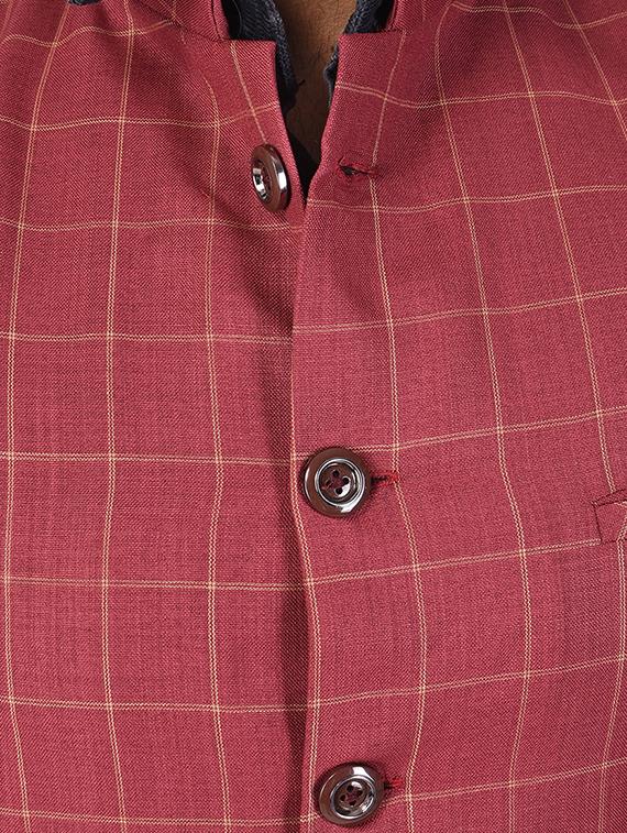 red cotton nehru jacket - 14361346 - Zoom Image - 4