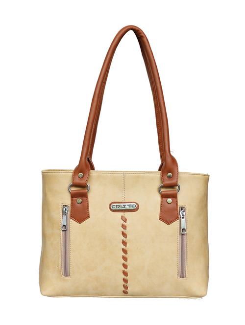 beige leatherette regular handbag - 14371185 - Standard Image - 1