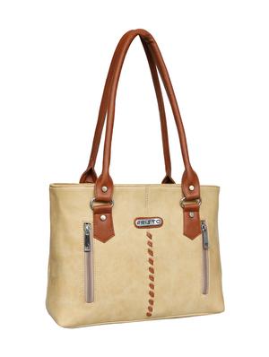 beige leatherette regular handbag - 14371185 - Standard Image - 4