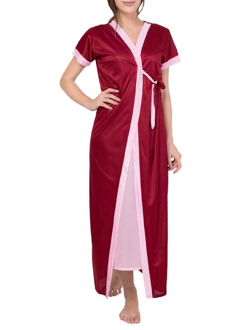 Maroon satin gown - 14377039 - Standard Image - 1