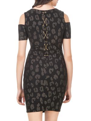 lace up back cold shoulder bodycon dress - 14379632 - Standard Image - 4