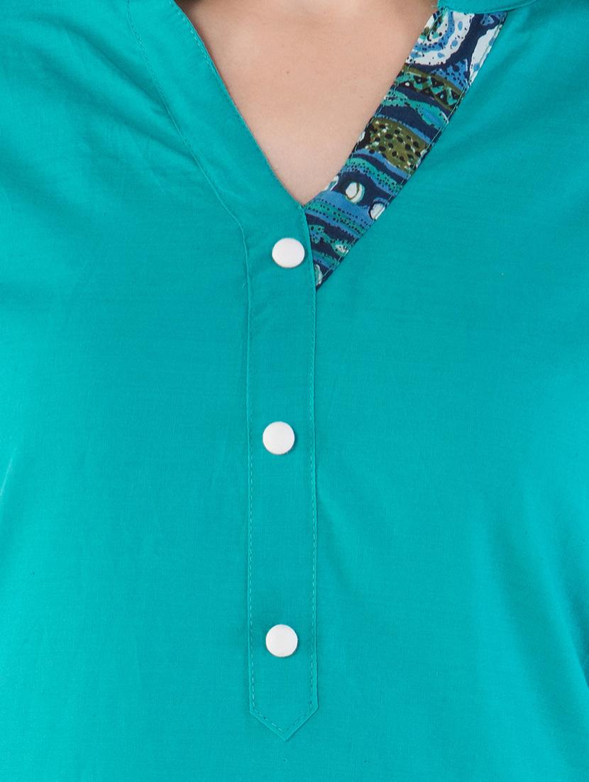 turquoise straight kurta - 14380726 - Zoom Image - 4