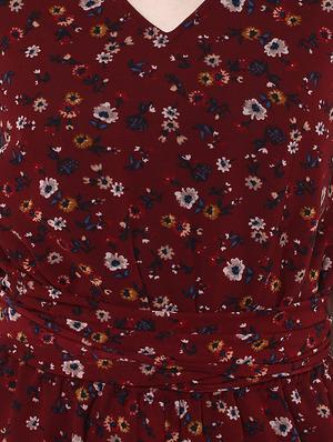red floral printed georgette full leg jumpsuit - 14381049 - Standard Image - 4