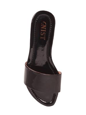 black faux leather slides - 14390813 - Standard Image - 4