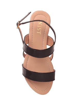 black faux leather back strap sandals - 14390816 - Standard Image - 4