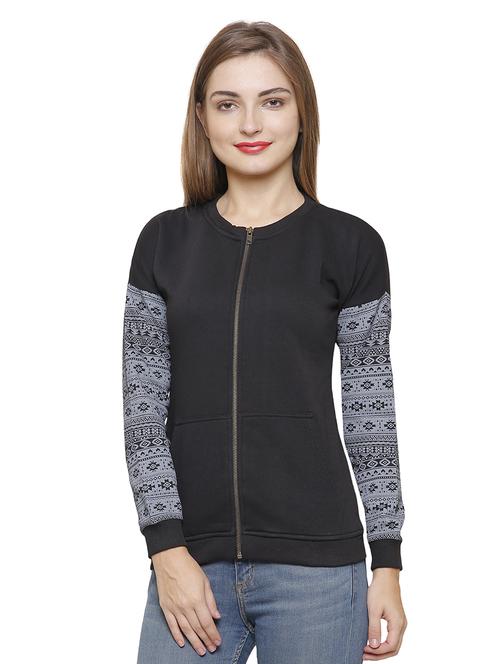 black cotton casual sweatshirt - 14393324 - Standard Image - 1