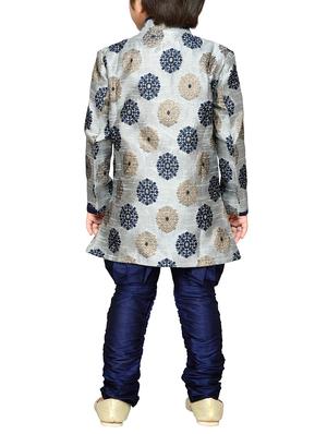 grey silk blend kurta sets - 14405608 - Standard Image - 4
