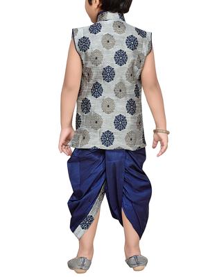 grey silk blend kurta sets - 14405614 - Standard Image - 4