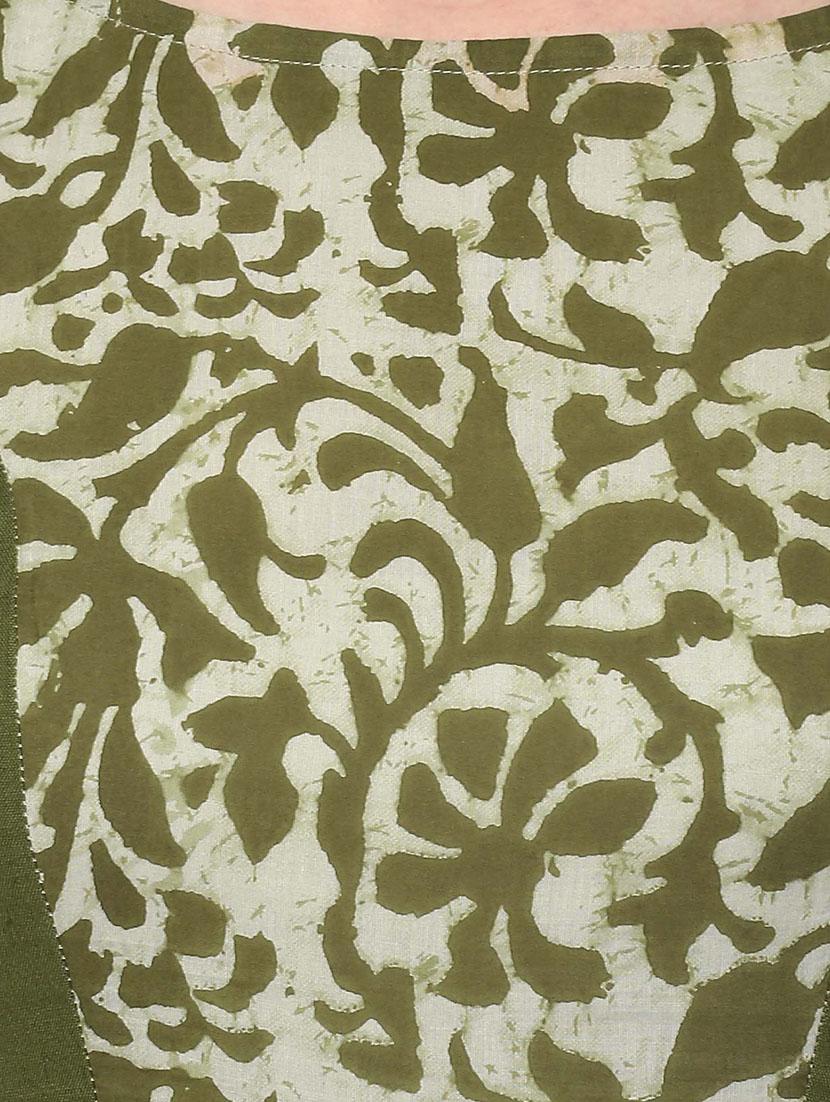 mehandi cotton flared kurta - 14412876 - Zoom Image - 4