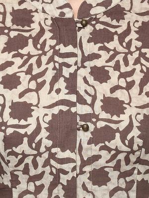 brown cotton flared kurta - 14412882 - Standard Image - 4