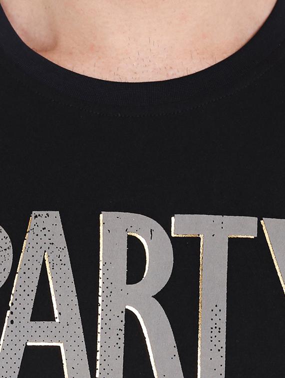 black cotton chest print tshirt - 14413905 - Zoom Image - 4