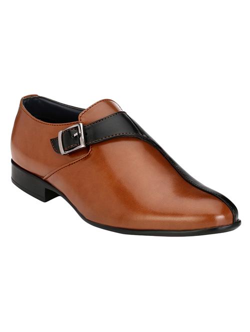 tan Leatherette slip on monk strap - 14418088 - Standard Image - 1