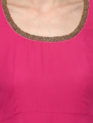 pink poly georgette flared kurta - 14420469 - Standard Image - 4