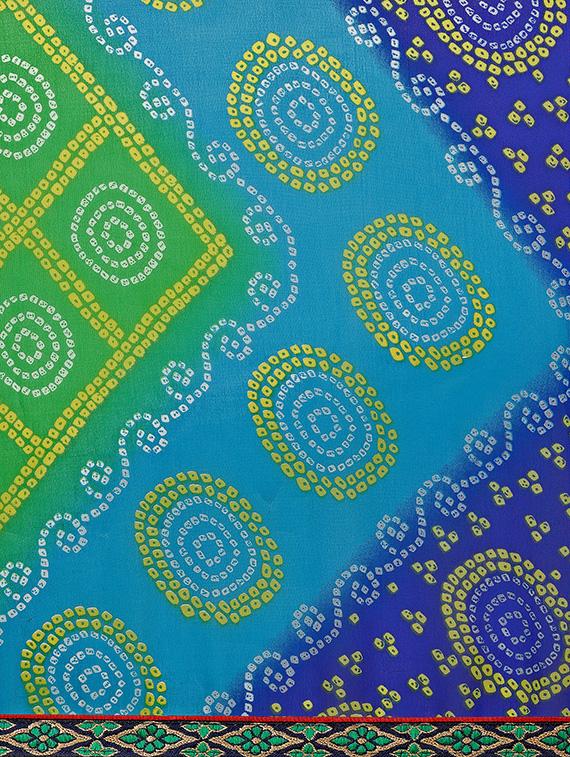 blue georgette bandhani saree with blouse - 14420546 - Zoom Image - 4
