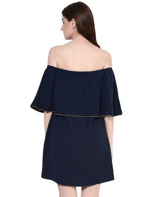 Navy blue off shoulder dress - 14422063 - Standard Image - 4