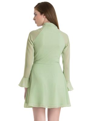 green solid a-line dress - 14422287 - Standard Image - 4