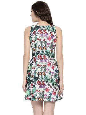 white floral fit & flare dress - 14422291 - Standard Image - 4