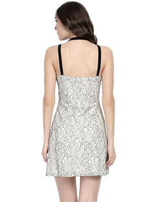 white printed fit & flare dress - 14422300 - Standard Image - 4