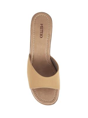 beige pu slip on sandals - 14422894 - Standard Image - 4