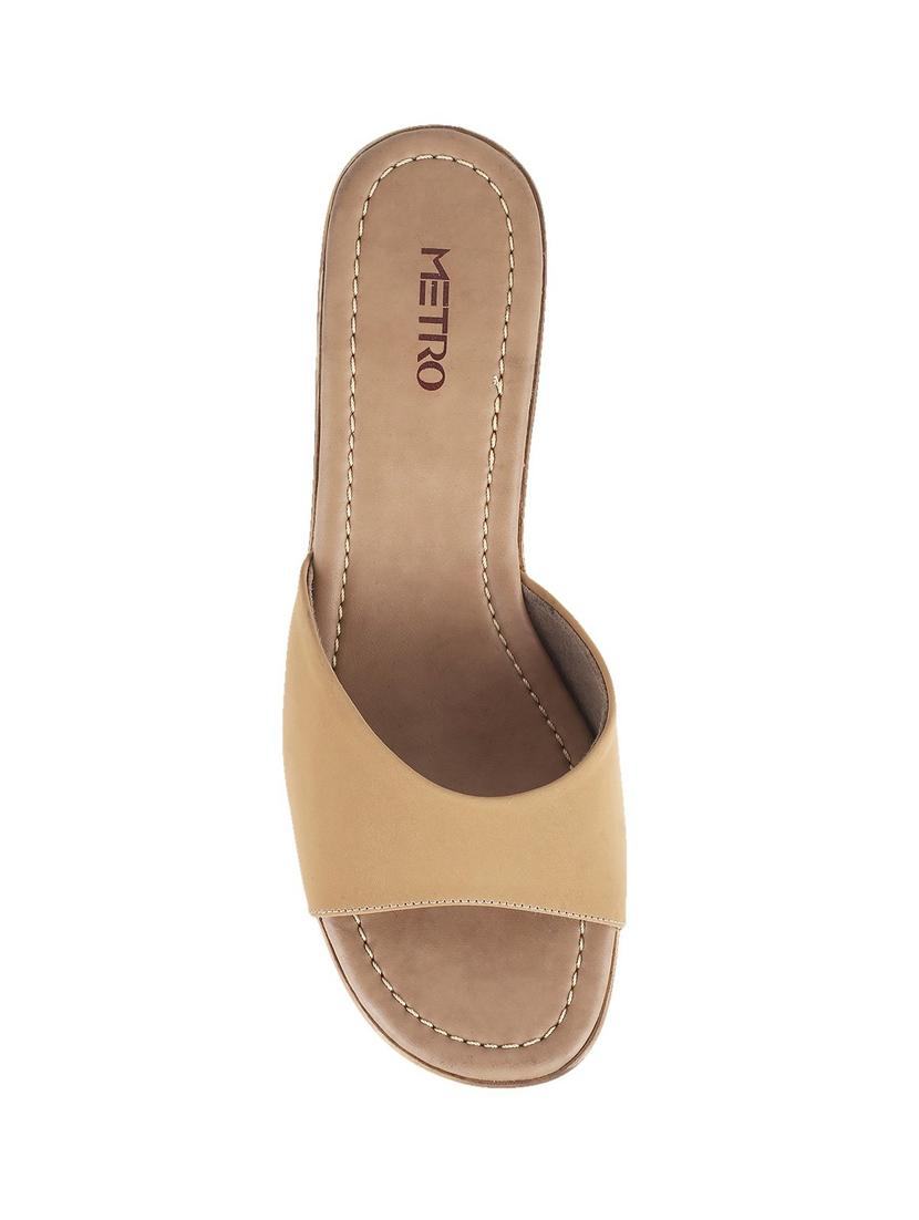 beige pu slip on sandals - 14422894 - Zoom Image - 4