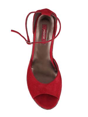 red ankle strap wedge - 14422995 - Standard Image - 4