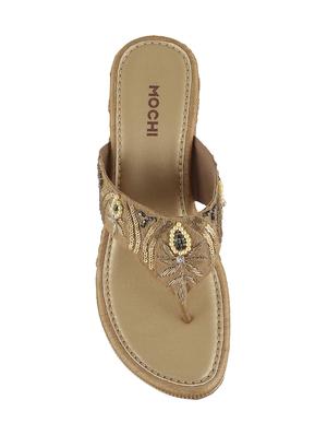 gold open thong wedge - 14423064 - Standard Image - 4